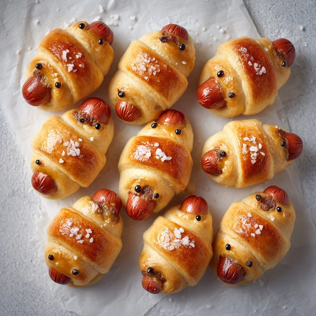 Plate of homemade Pigs in Blankets, a delicious snack for parties and gatherings.