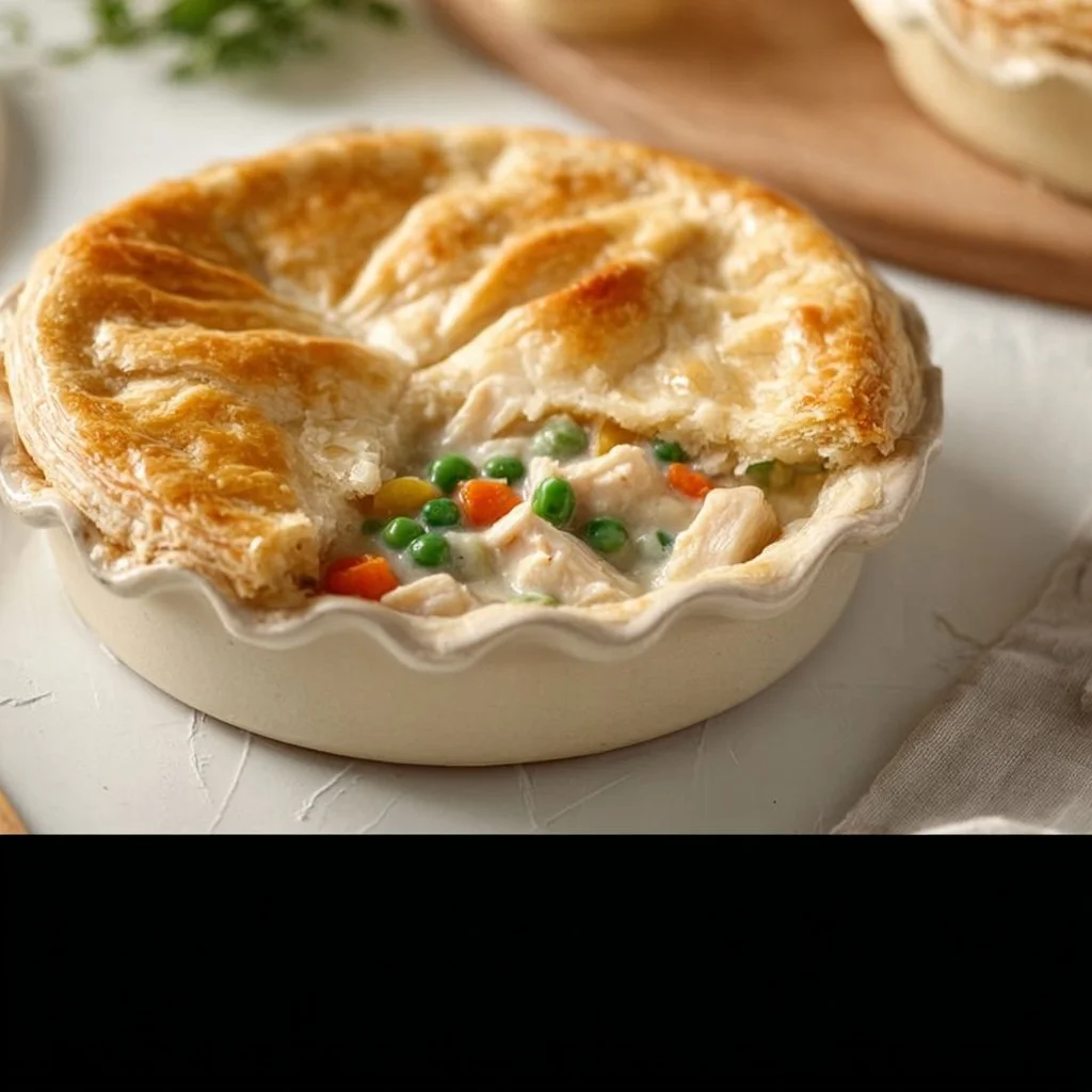 Homemade Pillsbury Chicken Pot Pie ready to serve with flaky crust