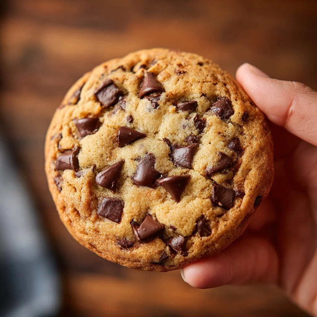 Freshly baked chocolate chip cookies on a cooling rack