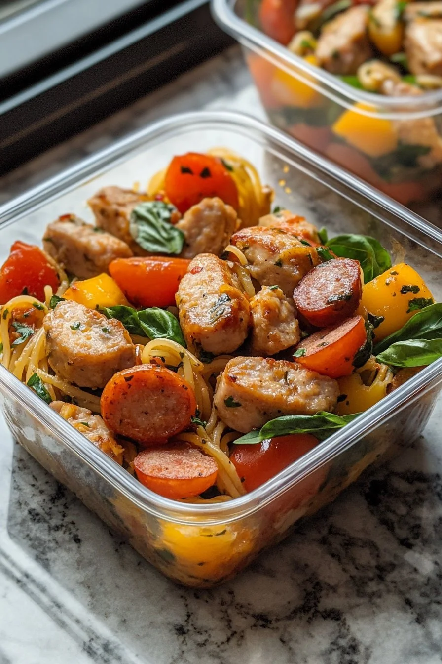Chicken Sausage Pasta Meal Prep Bowl