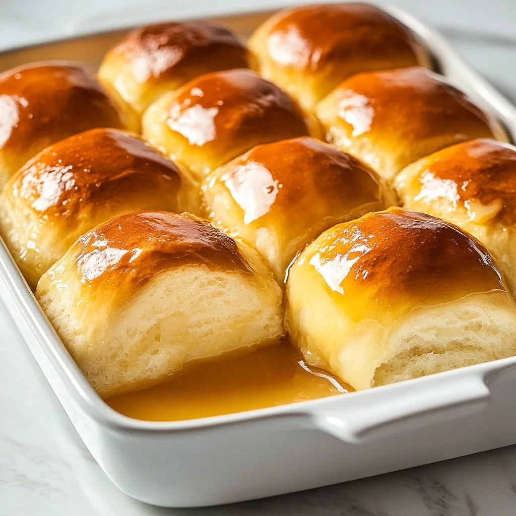 Freshly baked honey butter rolls served warm and fluffy