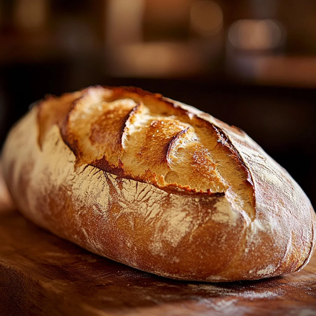 Homemade 4-ingredient artisan bread fresh out of the oven.