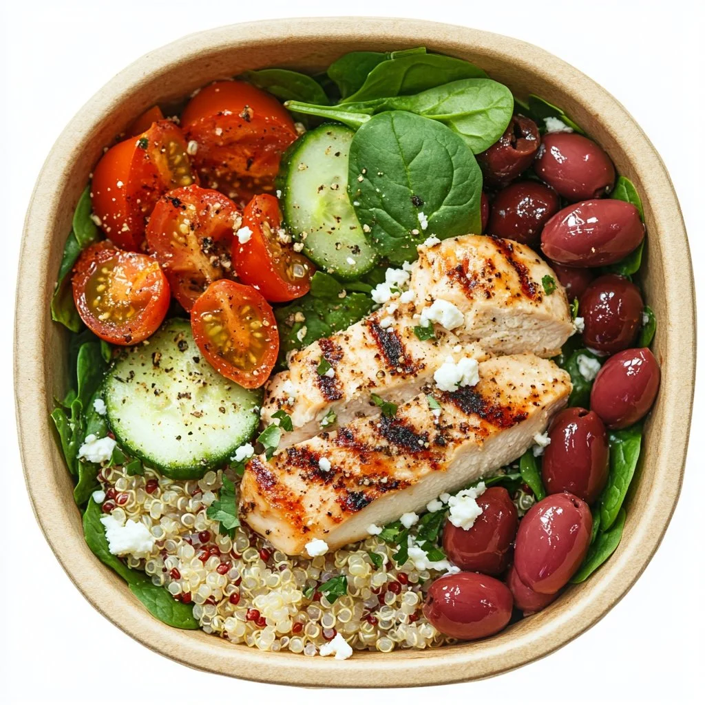 Healthy Mediterranean diet meal prep featuring vibrant veggies and wholesome grains.