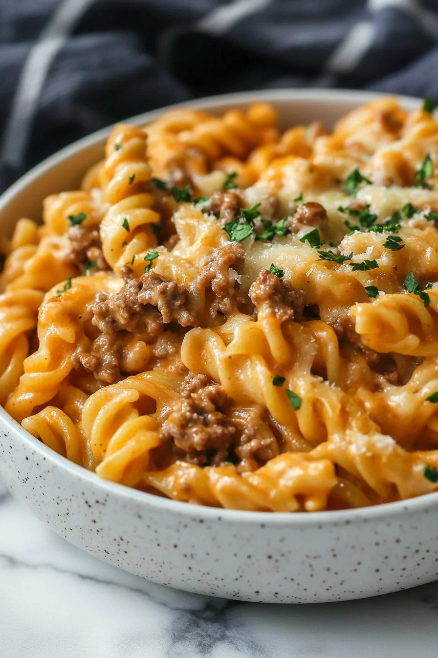 Stovetop Creamy Ground Beef Pasta