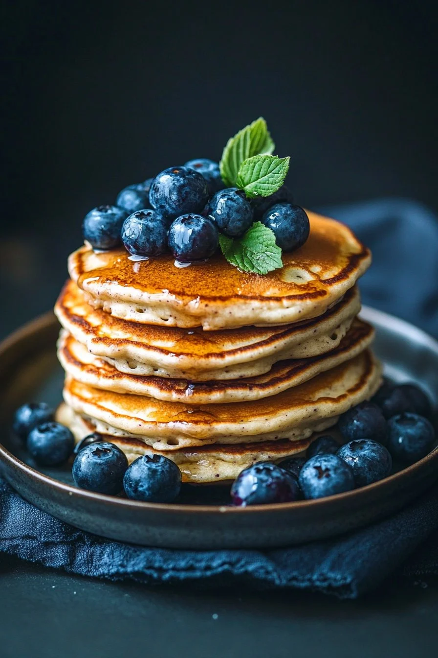 High Protein Blueberry Cottage Cheese Pancakes