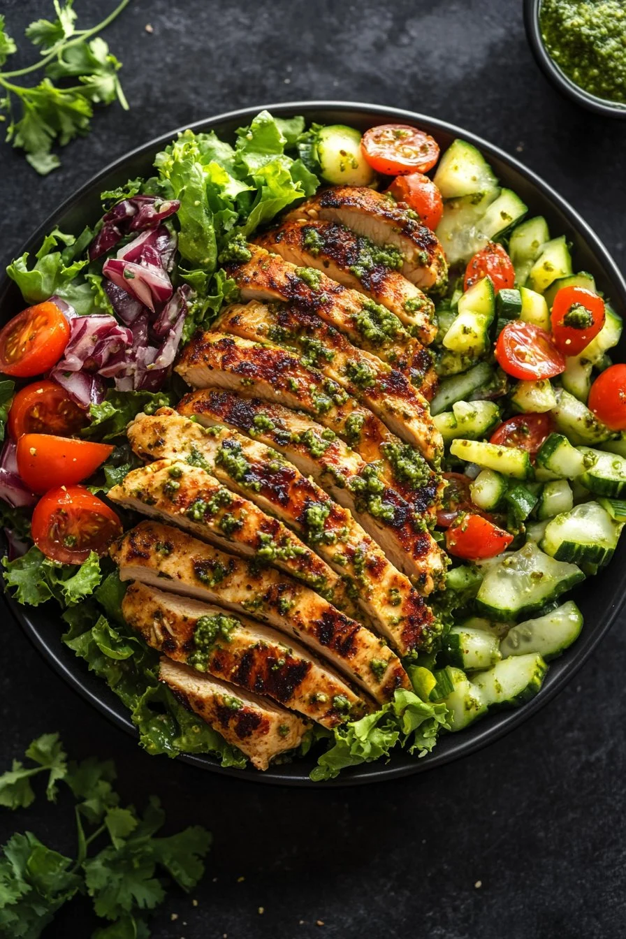 Simple Pesto Chicken Salad - 3 Ingredients!