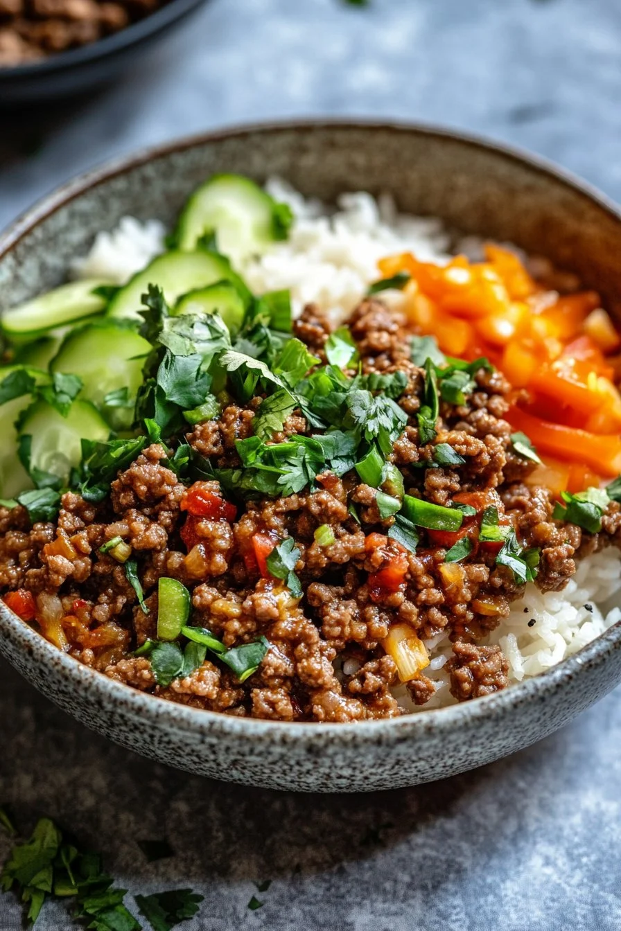 Ground Beef Hot Honey Bowl