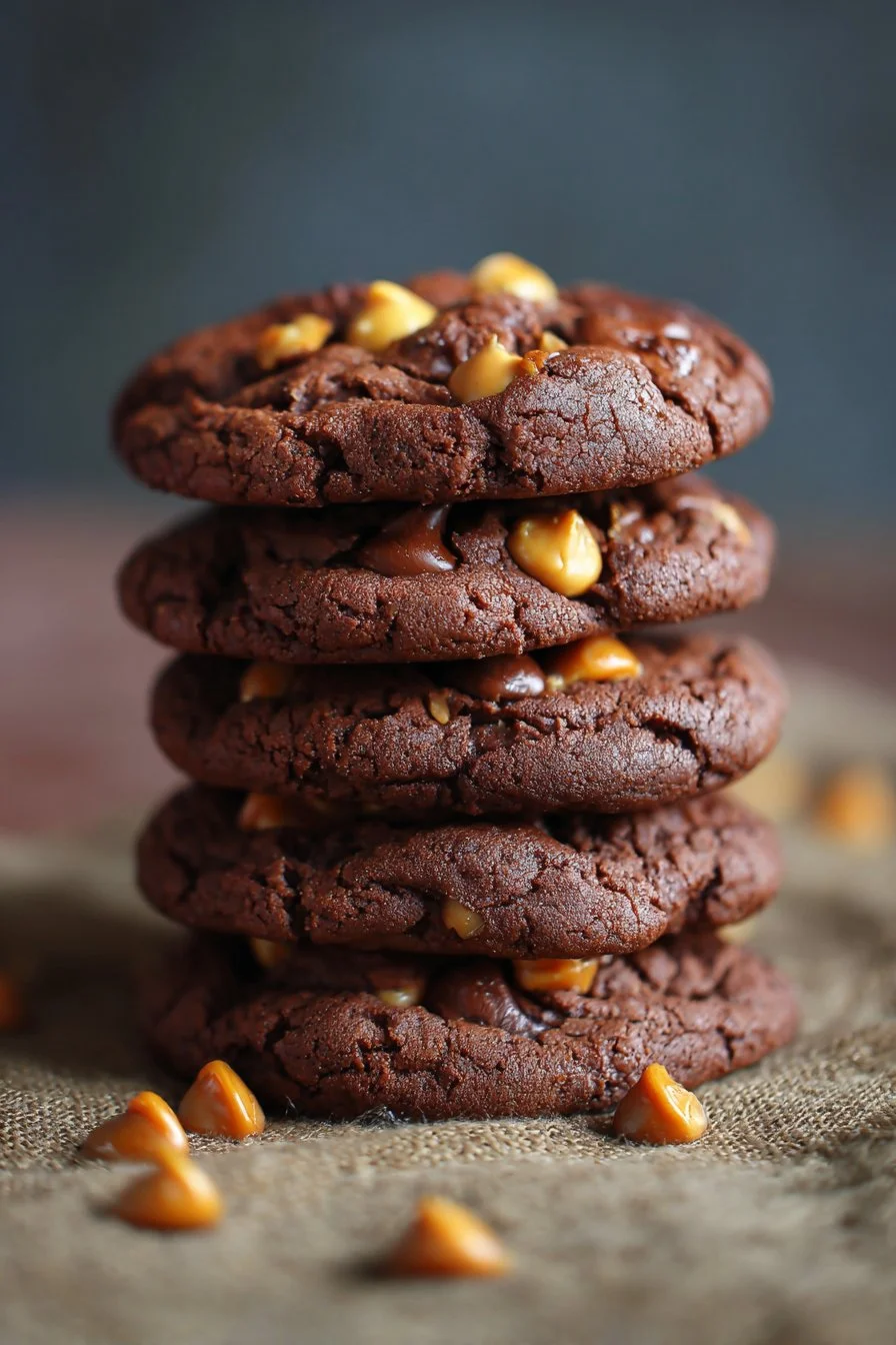 Soft Fudgy Chocolate Cookies with Butterscotch Chips