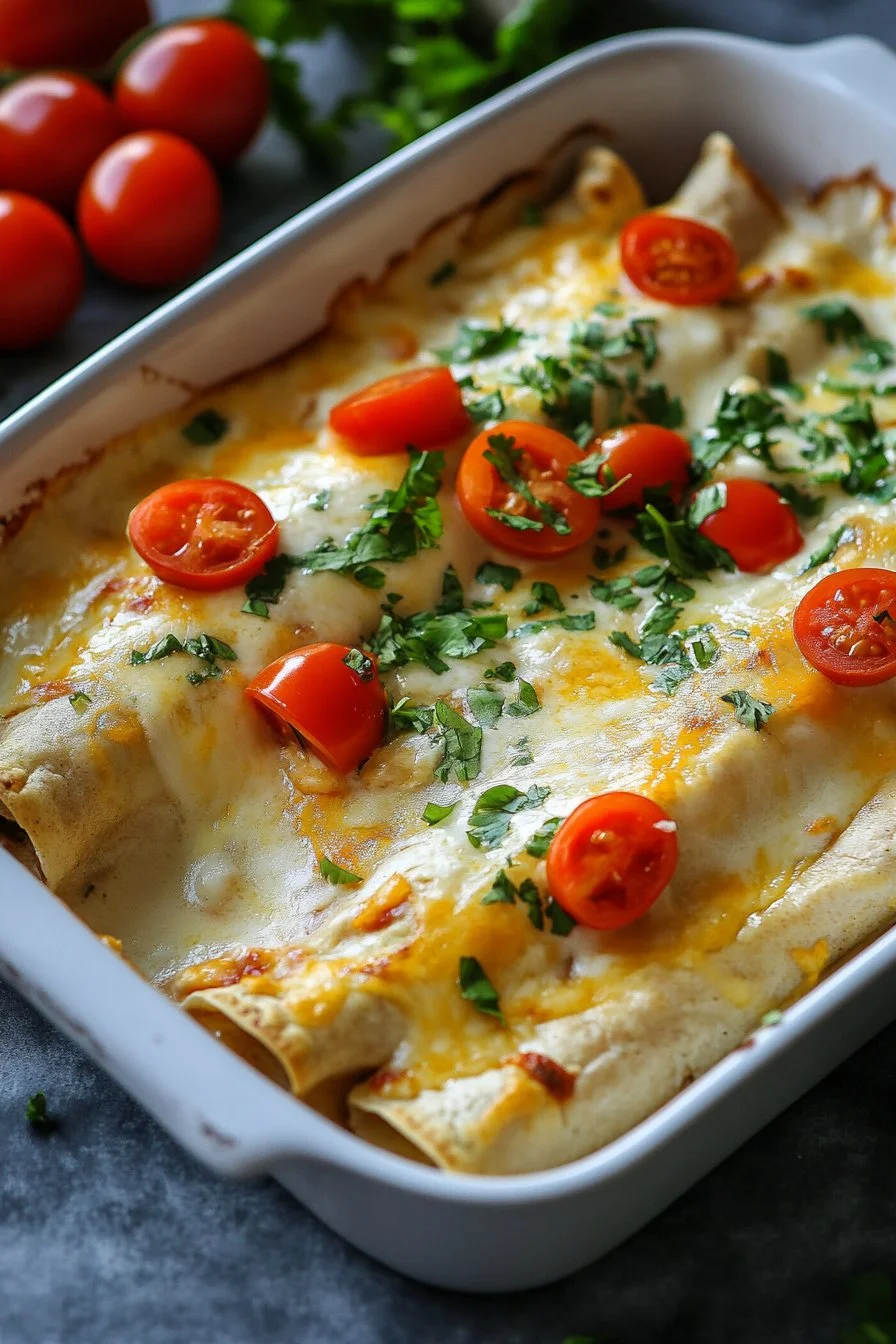 38g Protein Chicken Enchiladas with Dreamy White Sauce