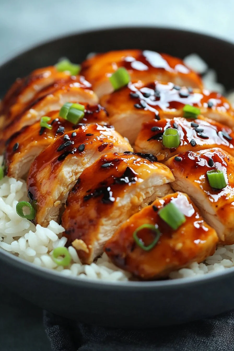 Quick & Easy High Protein Sweet Glazed Chicken with Rice