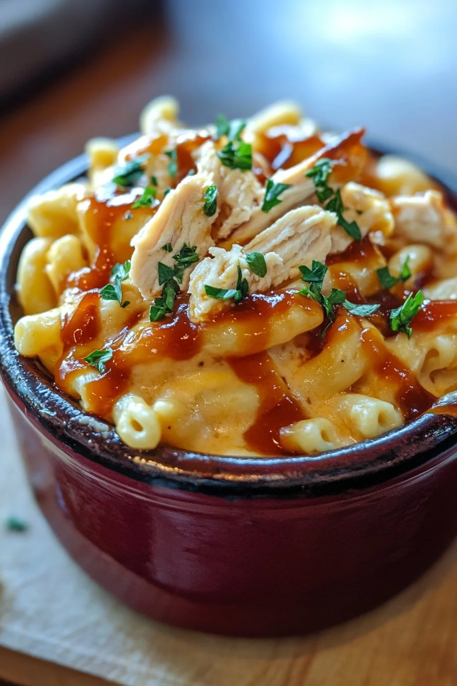 High Protein Honey BBQ Chicken Mac & Cheese