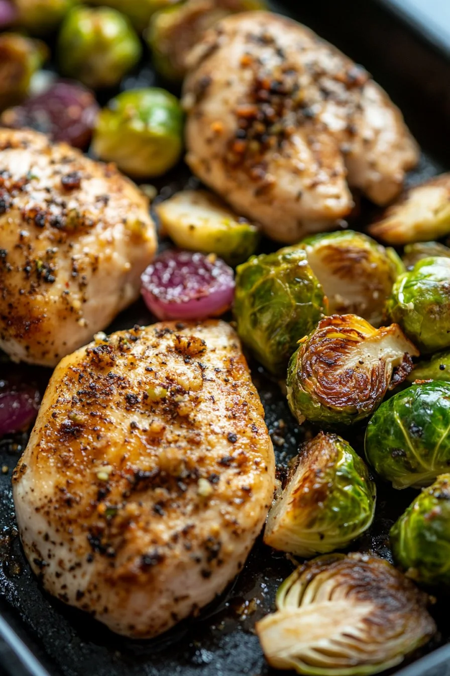 Air Fried Chicken Breast and Brussels Sprouts