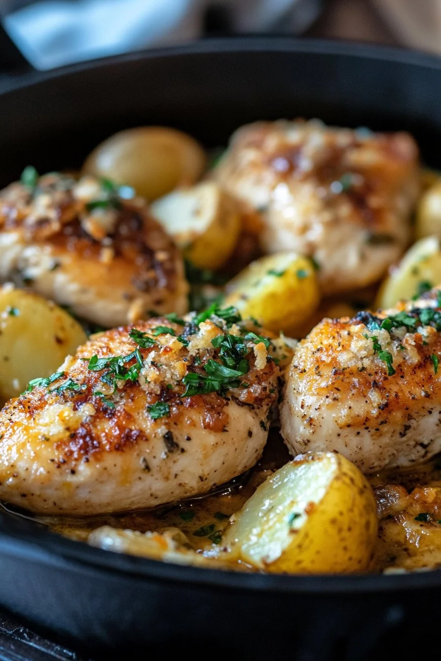 Garlic Parmesan Chicken with Cheesy Potatoes