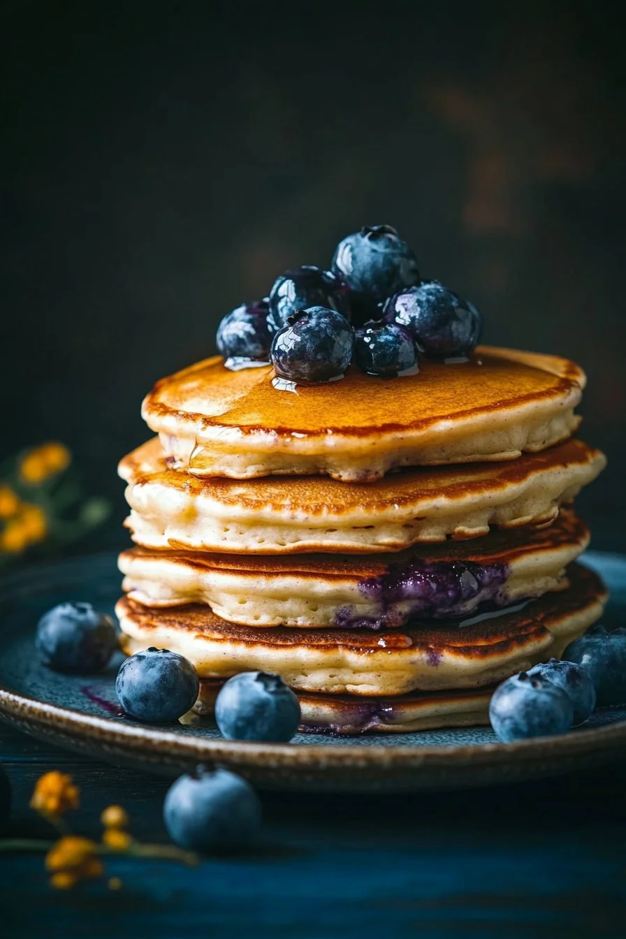 Healthy 5-ingredient Blueberry Pancakes