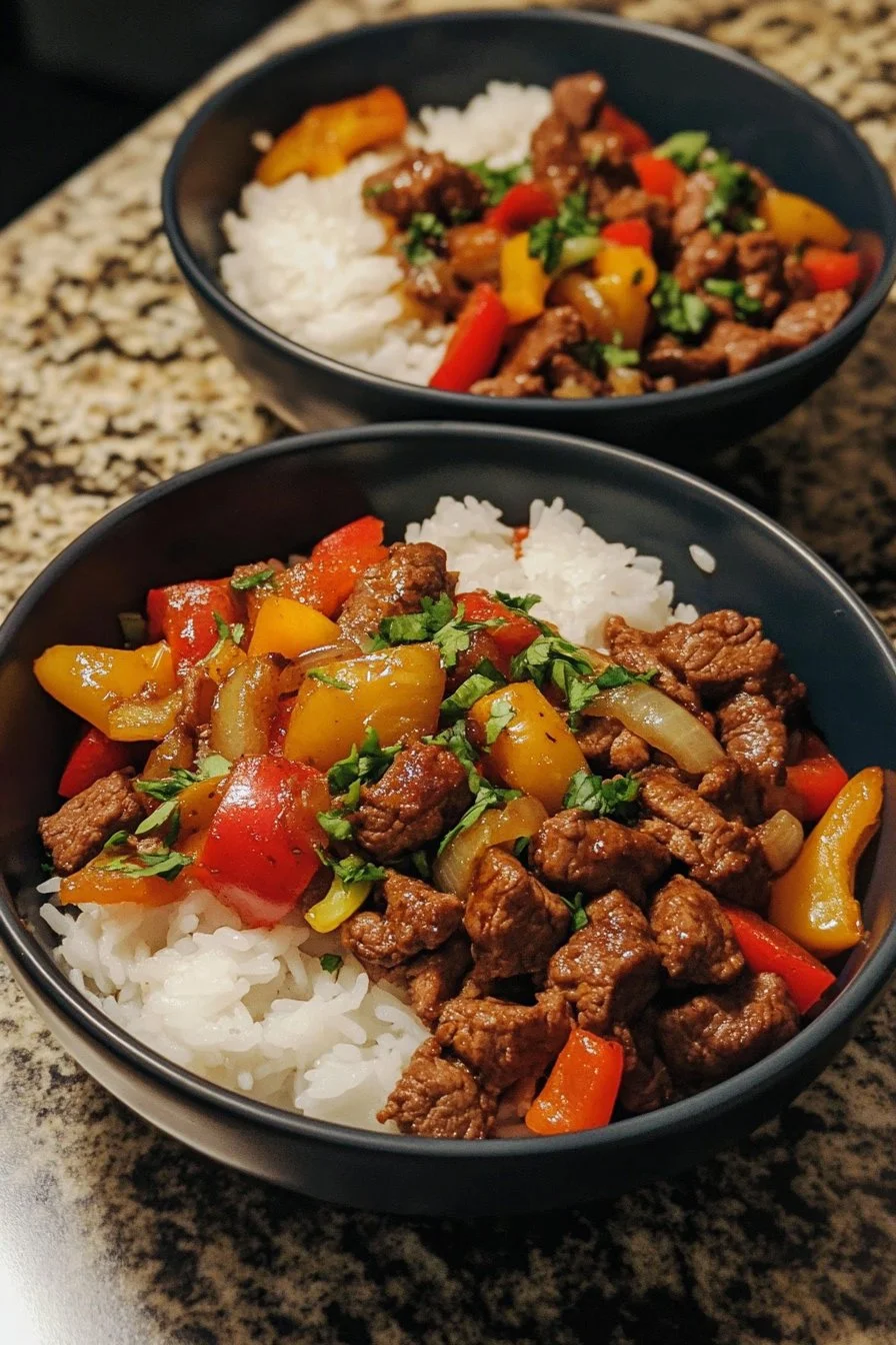 Beef and Pepper Rice Bowls