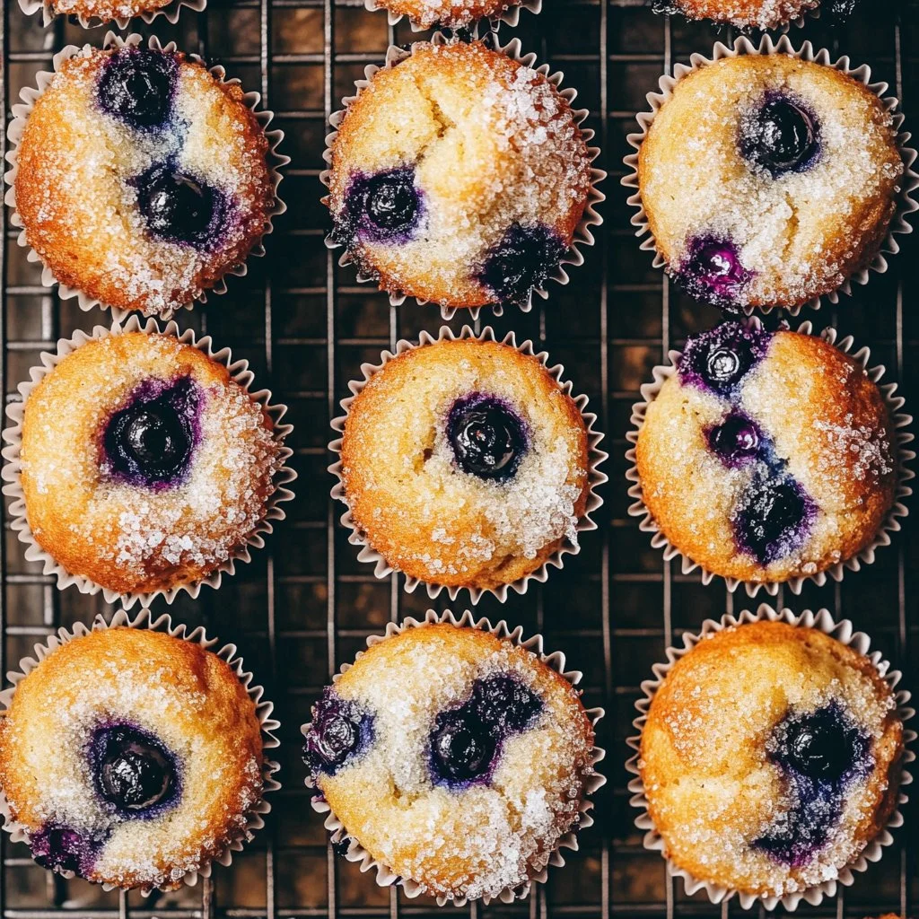 Delicious blueberry buttermilk muffins fresh out of the oven