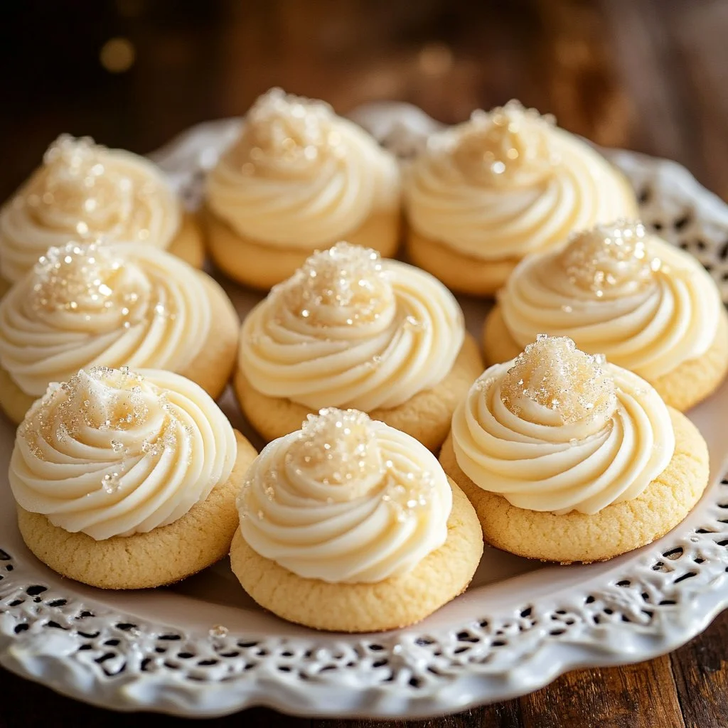 Buttery melt-in-your-mouth cookies on a plate, freshly baked and delicious.