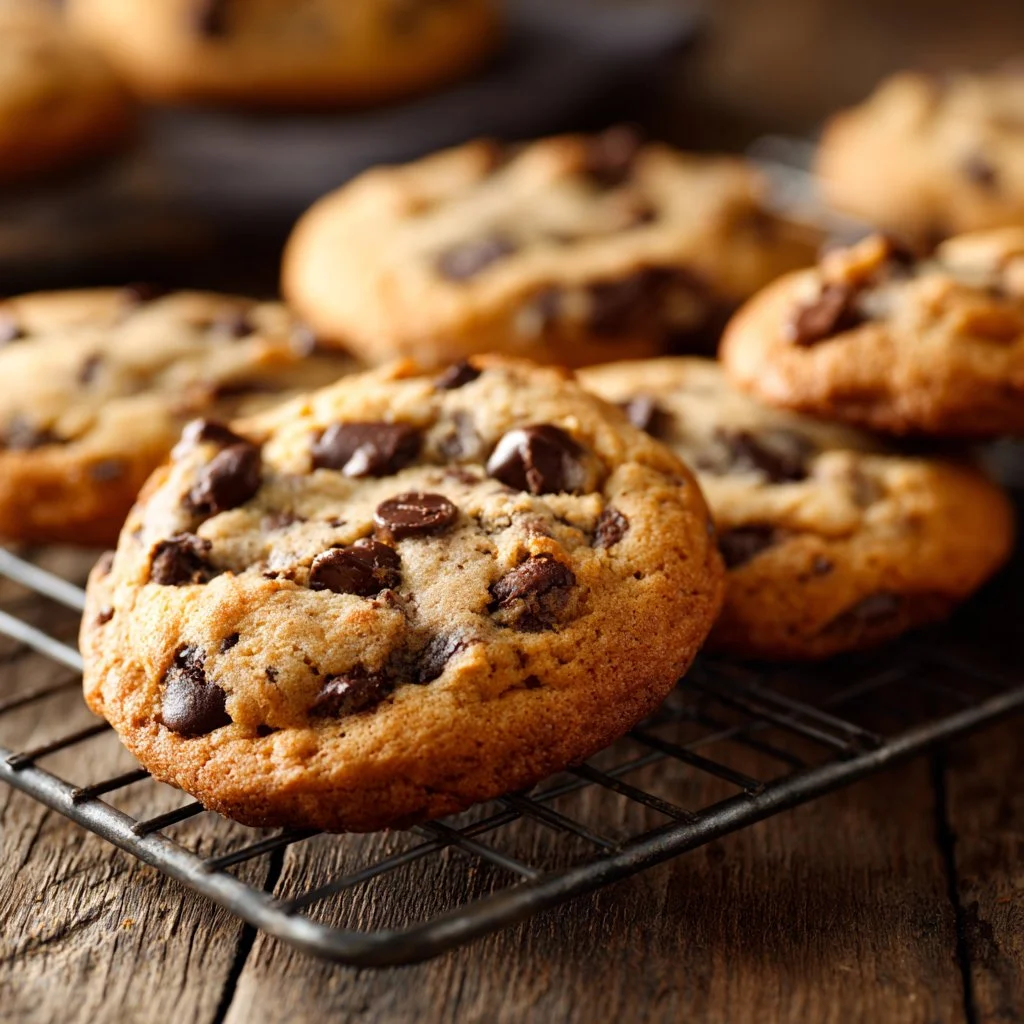 Delicious homemade chocolate chip cookies on a baking sheet