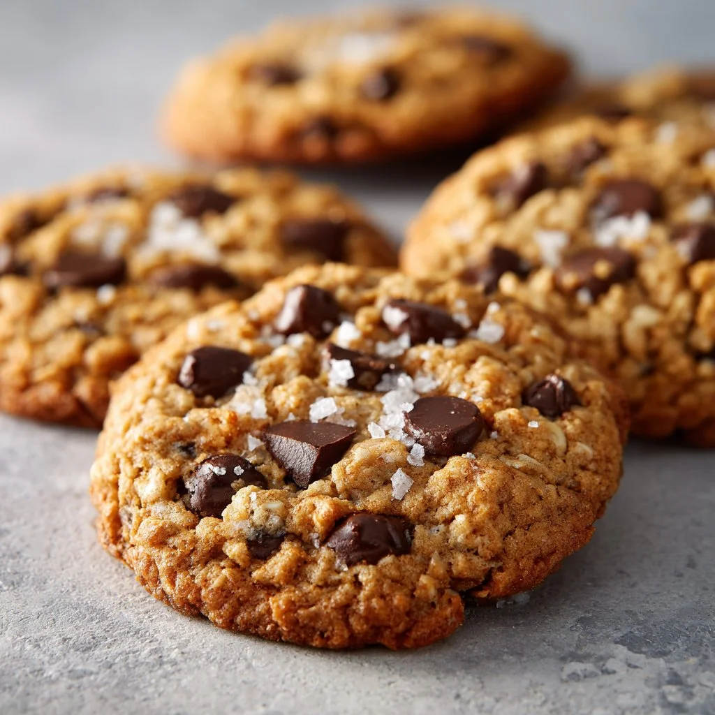 Delicious Chocolate Chip Oatmeal Cookies with chocolate chunks and oats