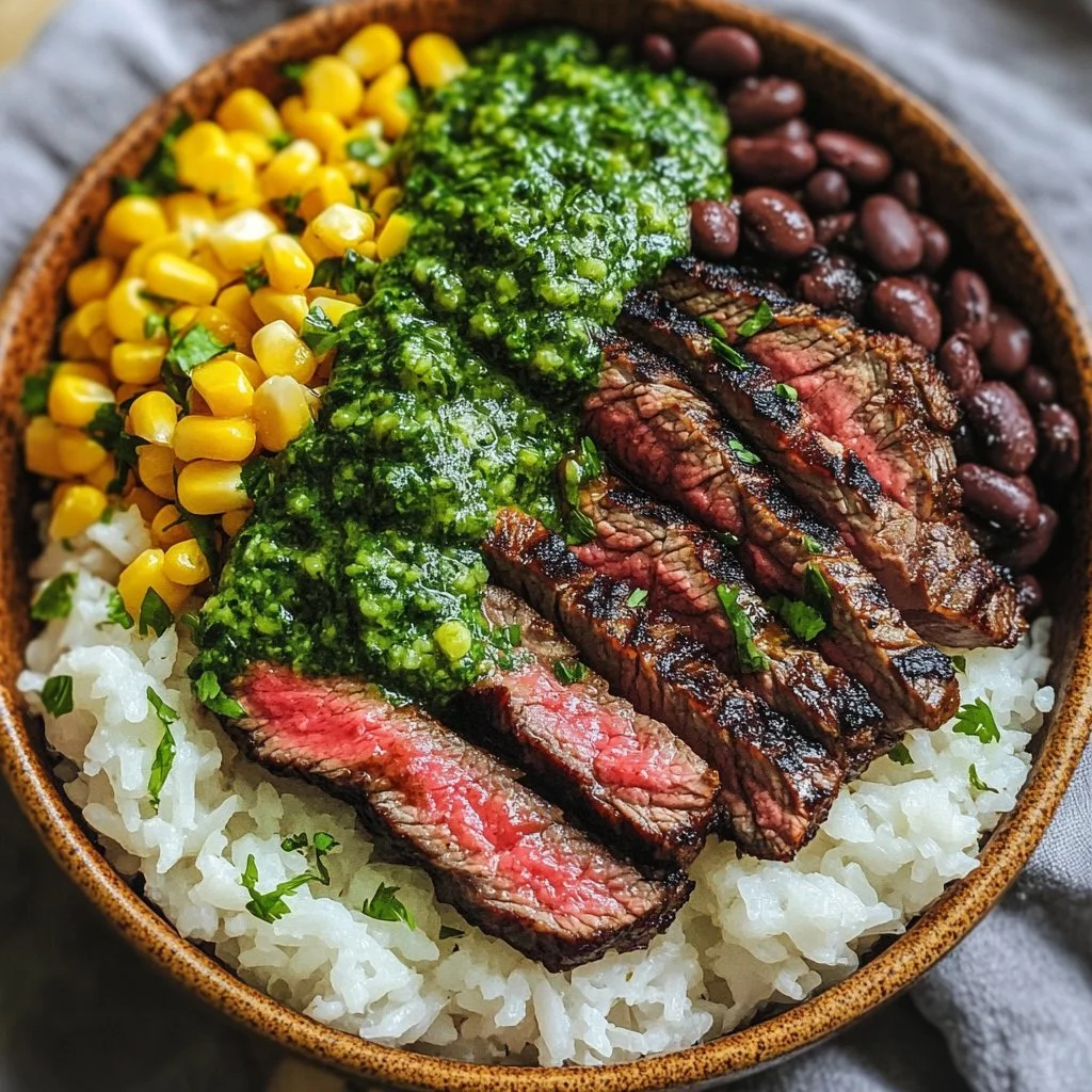 Cilantro lime steak bowls garnished with fresh vegetables and lime wedges