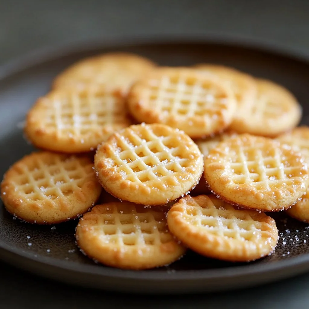 Classic French salted butter cookies on a rustic wooden table
