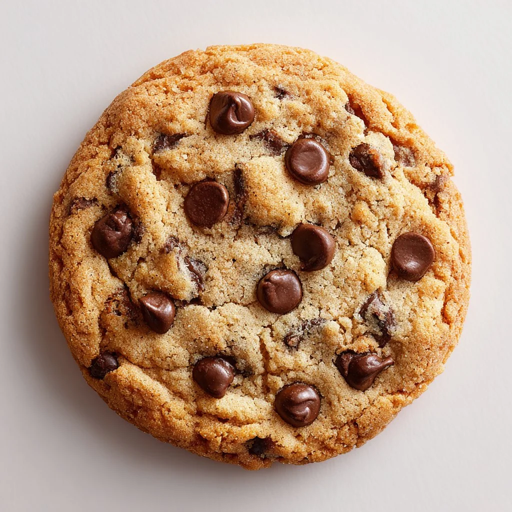 Freshly baked crunchy chocolate chip cookies on a cooling rack.