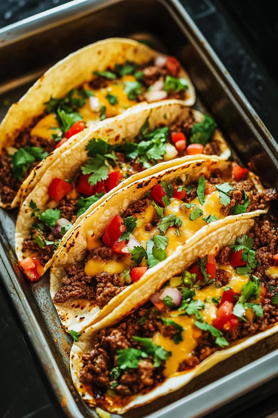 Beef and Cheese Oven Baked Tacos