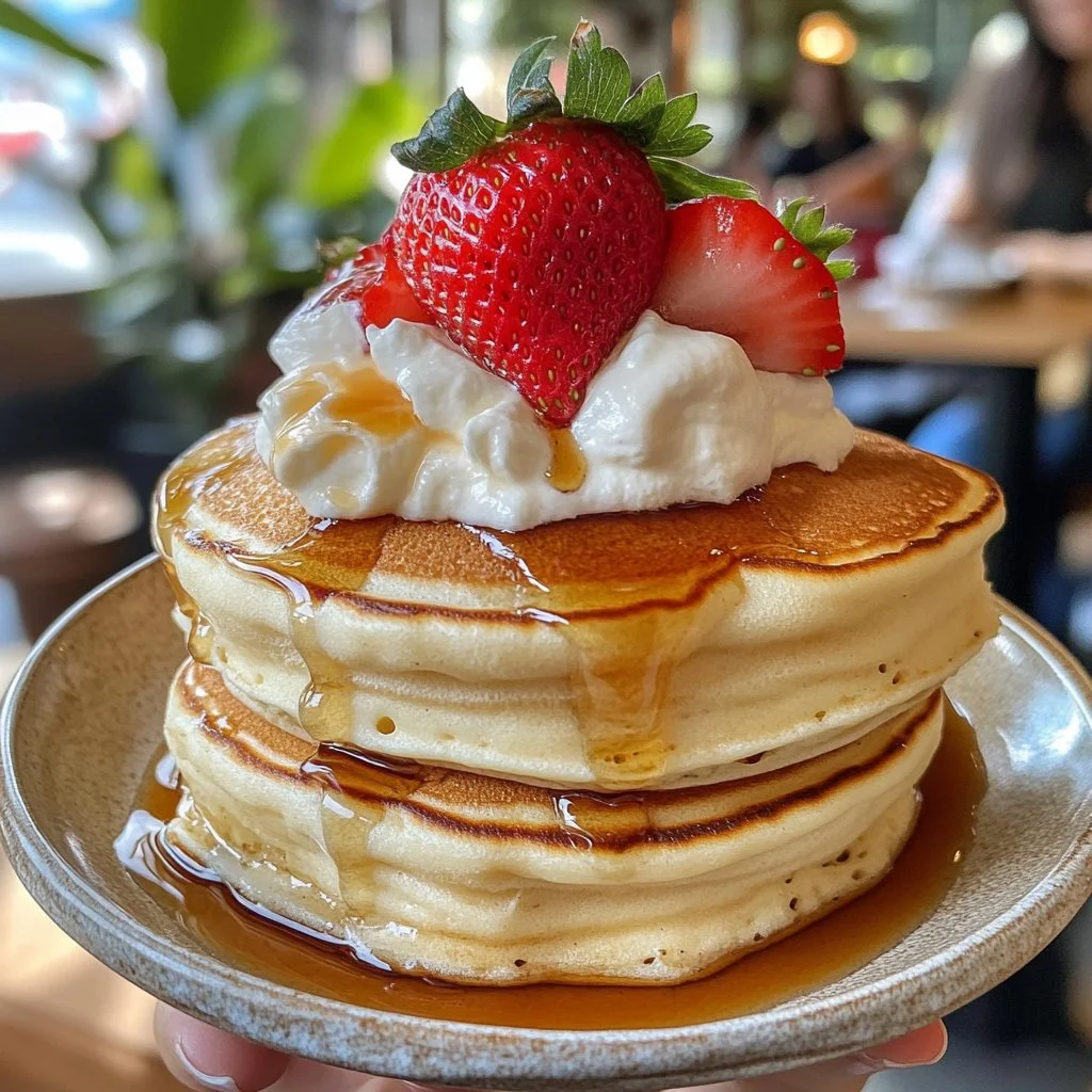 Delicious breakfast dessert recipe featuring pancakes and fresh fruits