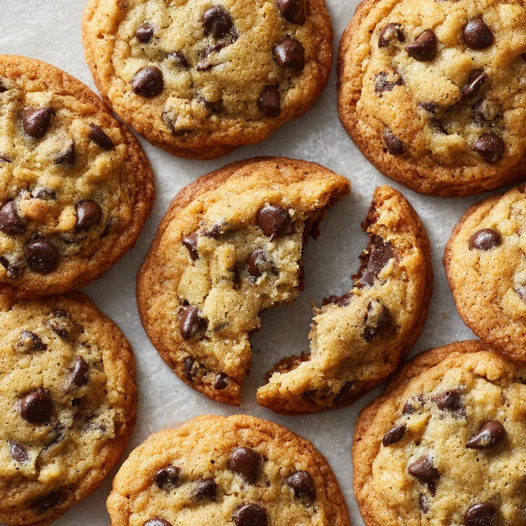 Freshly baked easy chewy chocolate chip cookies on a cooling rack