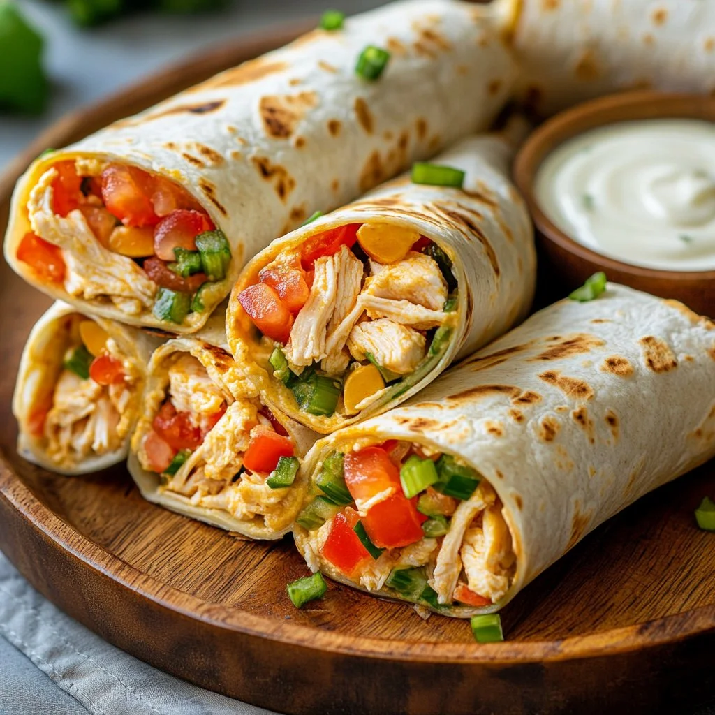 Delicious easy chicken ranch wraps on a plate