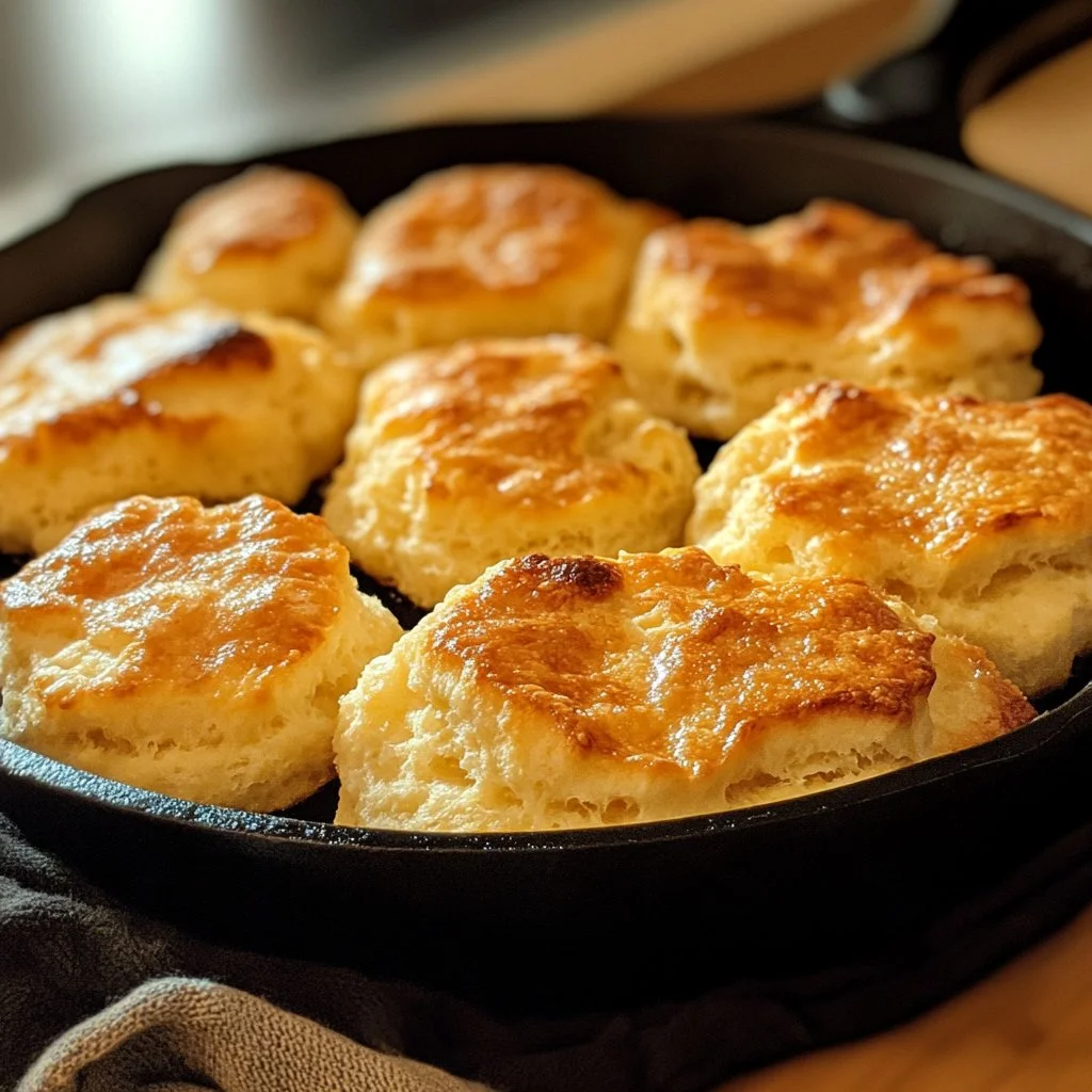 Freshly baked easy drop biscuits on a plate