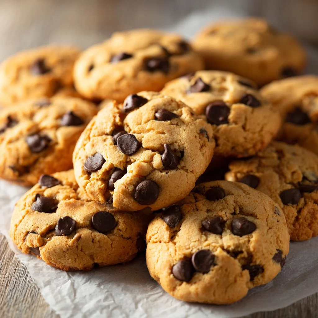 Delicious easy Peanut Butter Chocolate Chip Cookies on a cooling rack