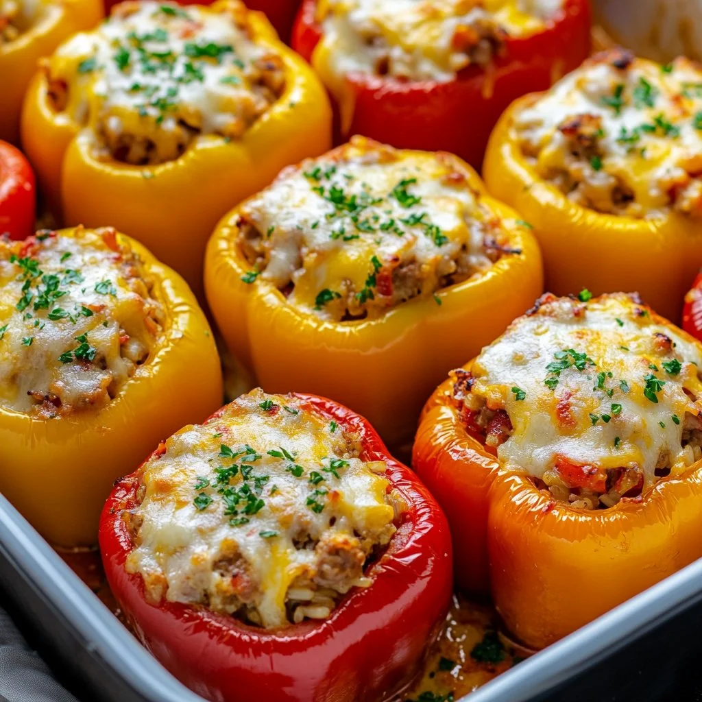 Delicious easy stuffed bell peppers filled with vegetables and meat