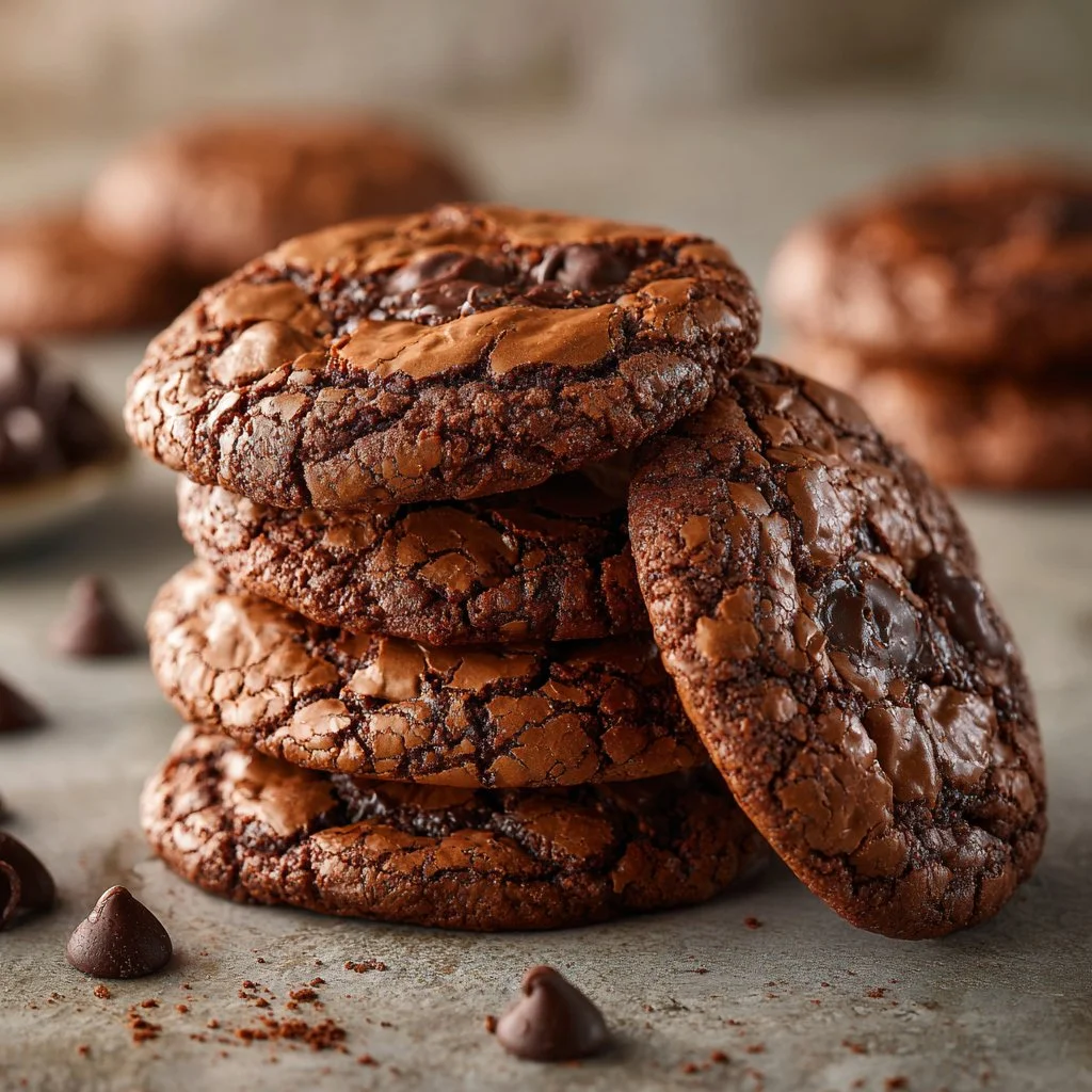 Delicious fudgy brownie cookies, rich in chocolate and perfect for dessert.