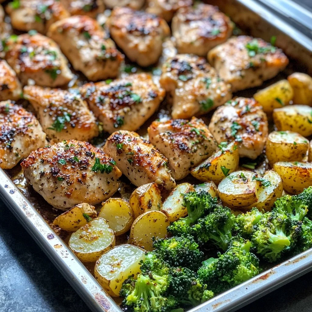 Garlic Parmesan Chicken served with roasted potatoes on a plate