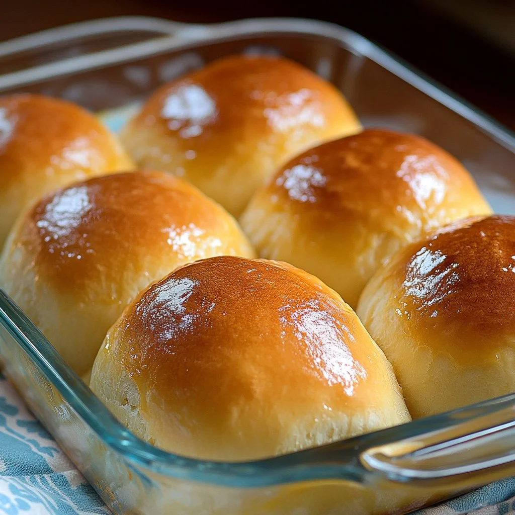 Delicious homemade Grandma's buttery rolls fresh from the oven.