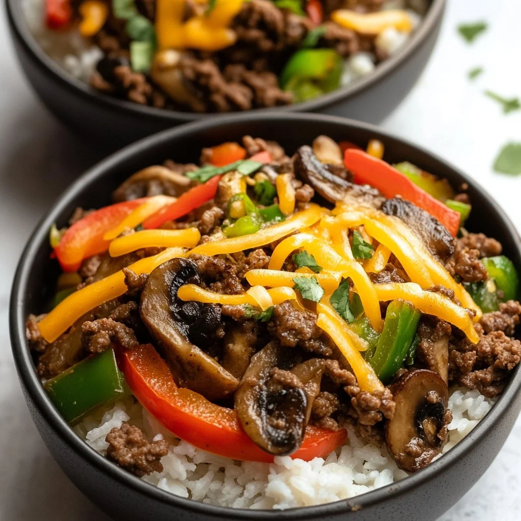 Ground Beef Philly Cheesesteak meal prep in containers ready to enjoy