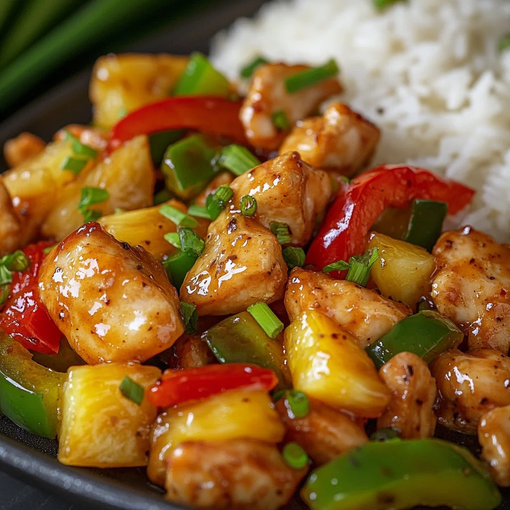 Hawaiian Chicken Sheet Pan Cooking on a table ready to serve