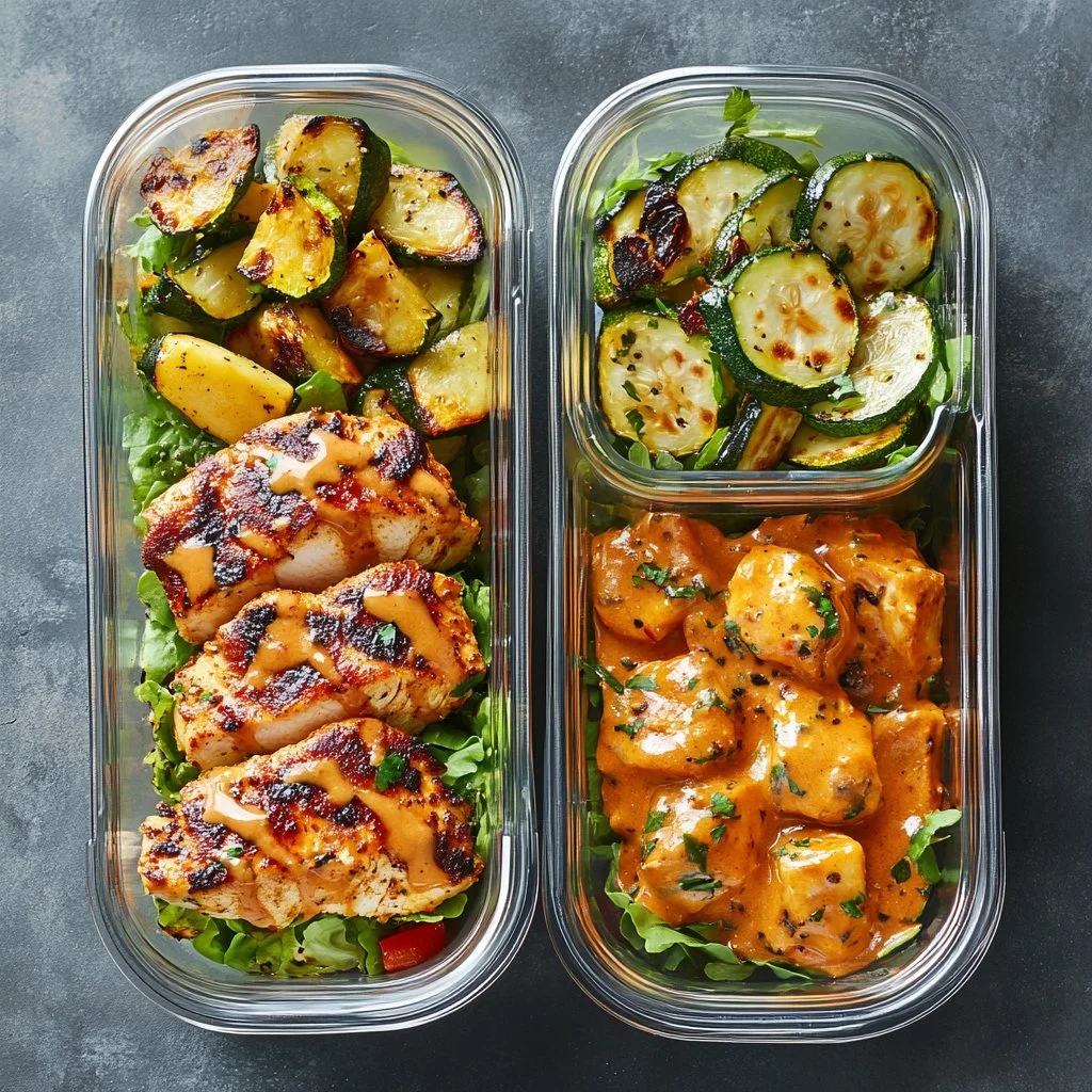 A colorful plate featuring a high protein meal with grilled chicken and quinoa.