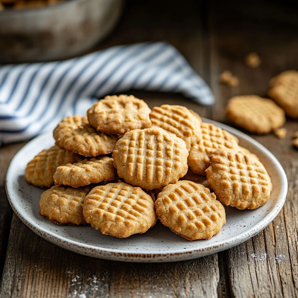 Homemade Nutter Butters cookies on a plate, ready to enjoy.