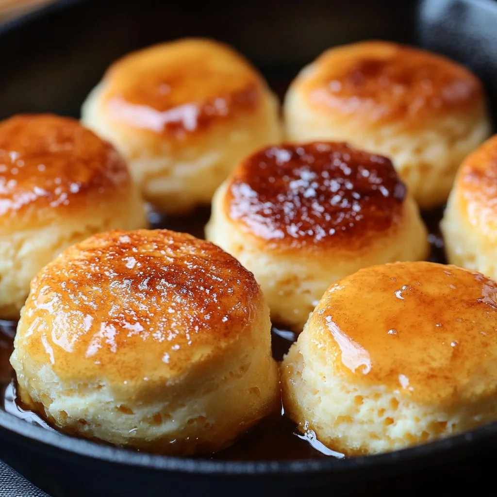Freshly baked Honey Butter Biscuits with a golden glaze