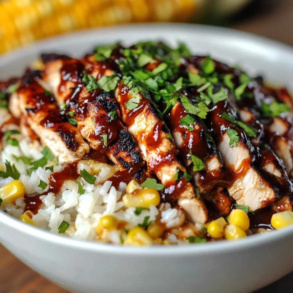 High protein BBQ Ranch Chicken Bowl with grilled chicken, ranch sauce, and fresh vegetables
