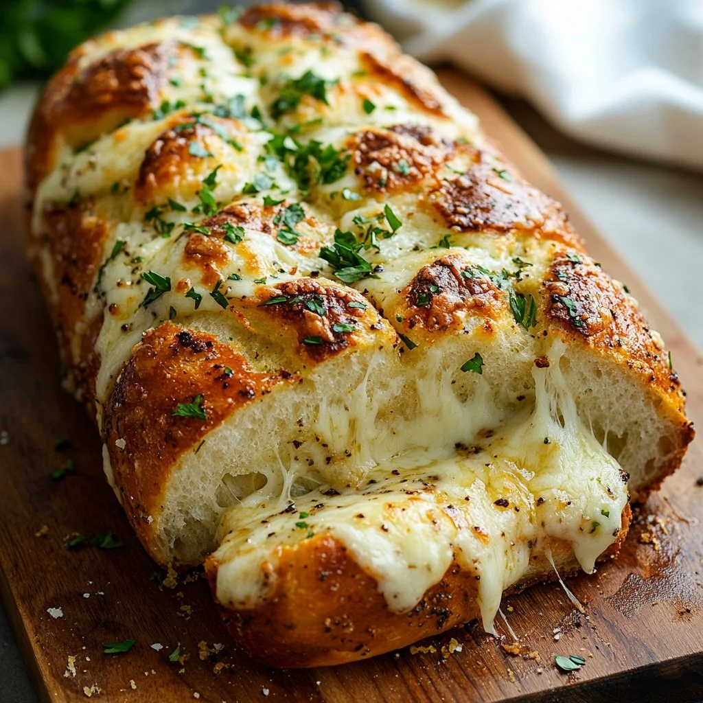 Loaf of Italian Herb and Cheese Bread with herbs and cheese toppings