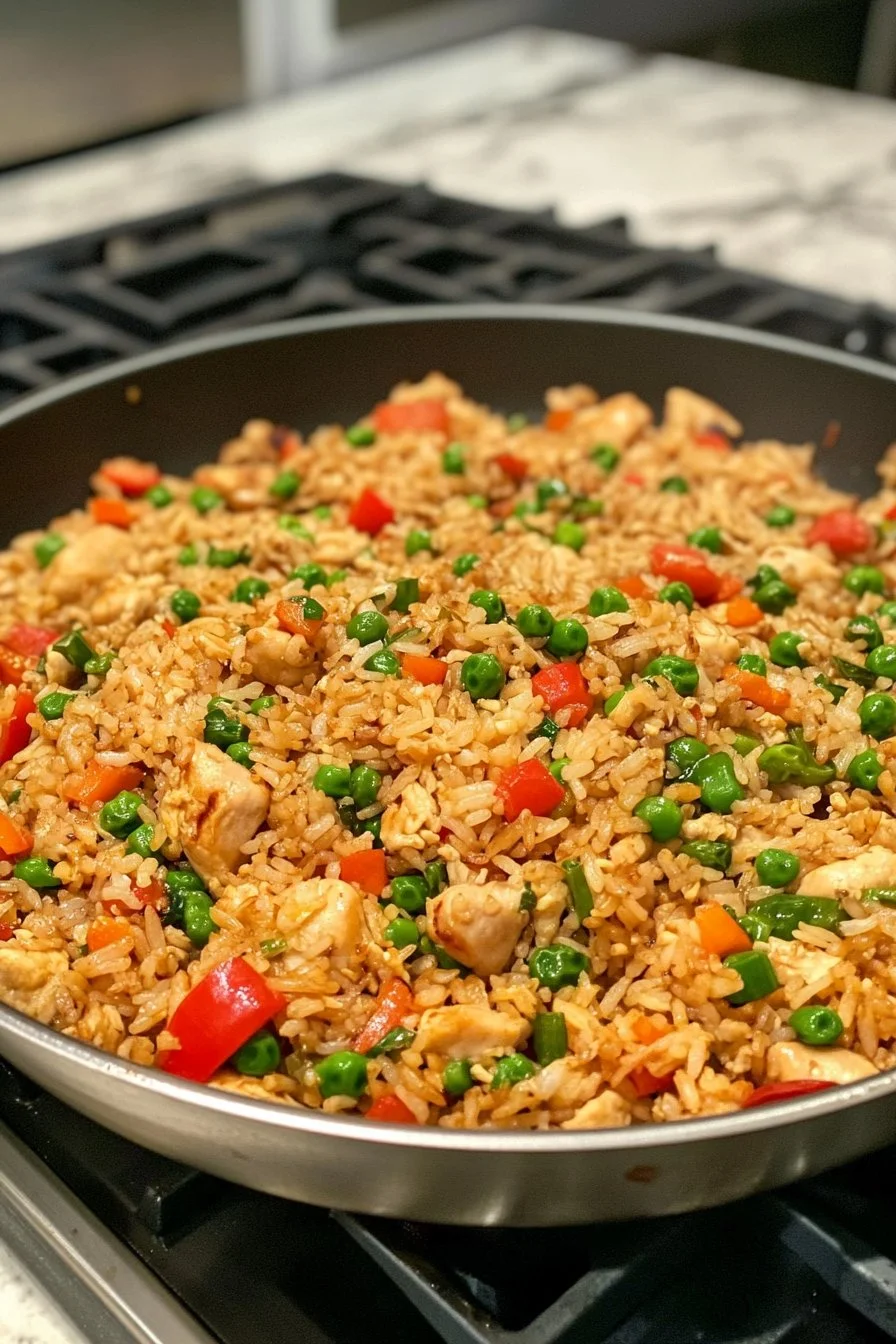 High Protein Crispy Garlic Chicken Fried Rice