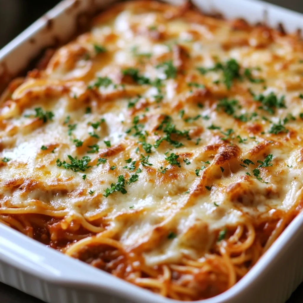 Delicious Million Dollar Spaghetti dish served in a bowl.
