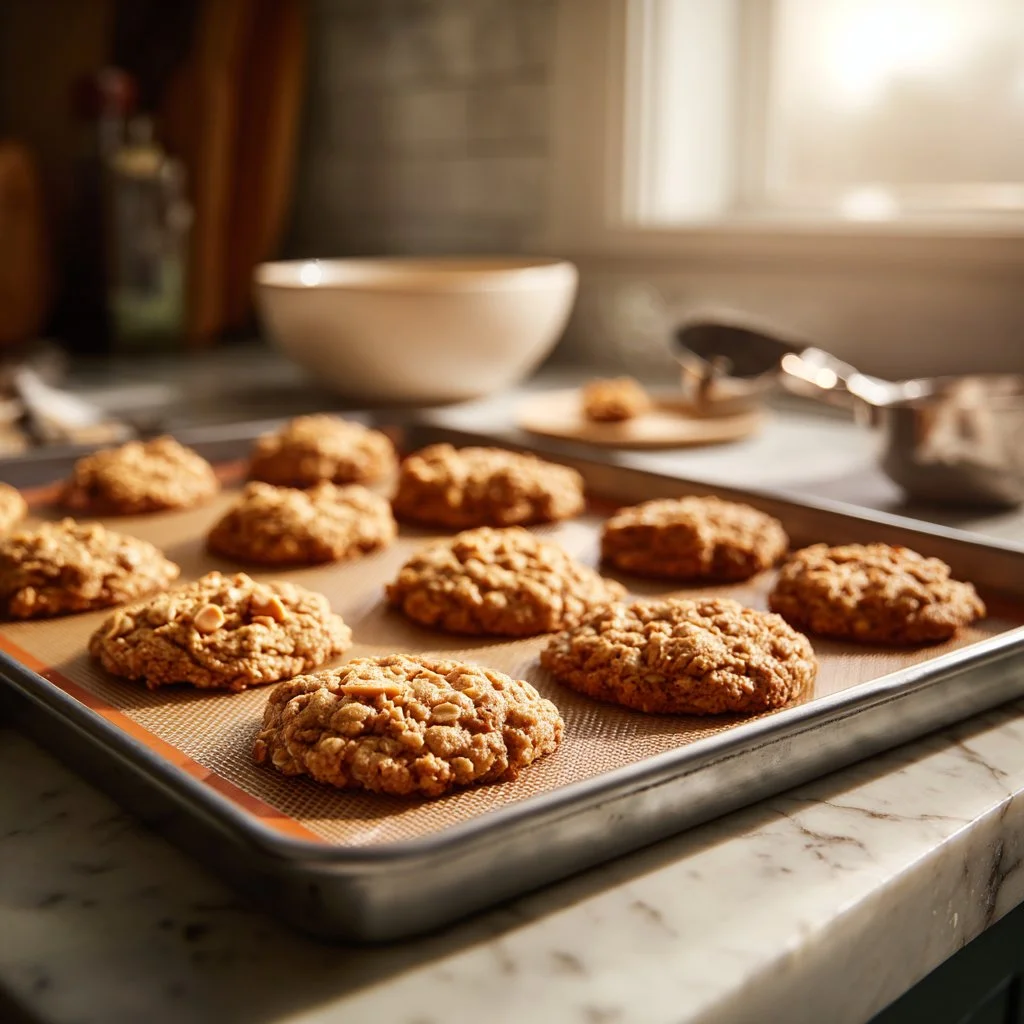 Plate of freshly baked Oatmeal Scotchies cookies with butterscotch chips