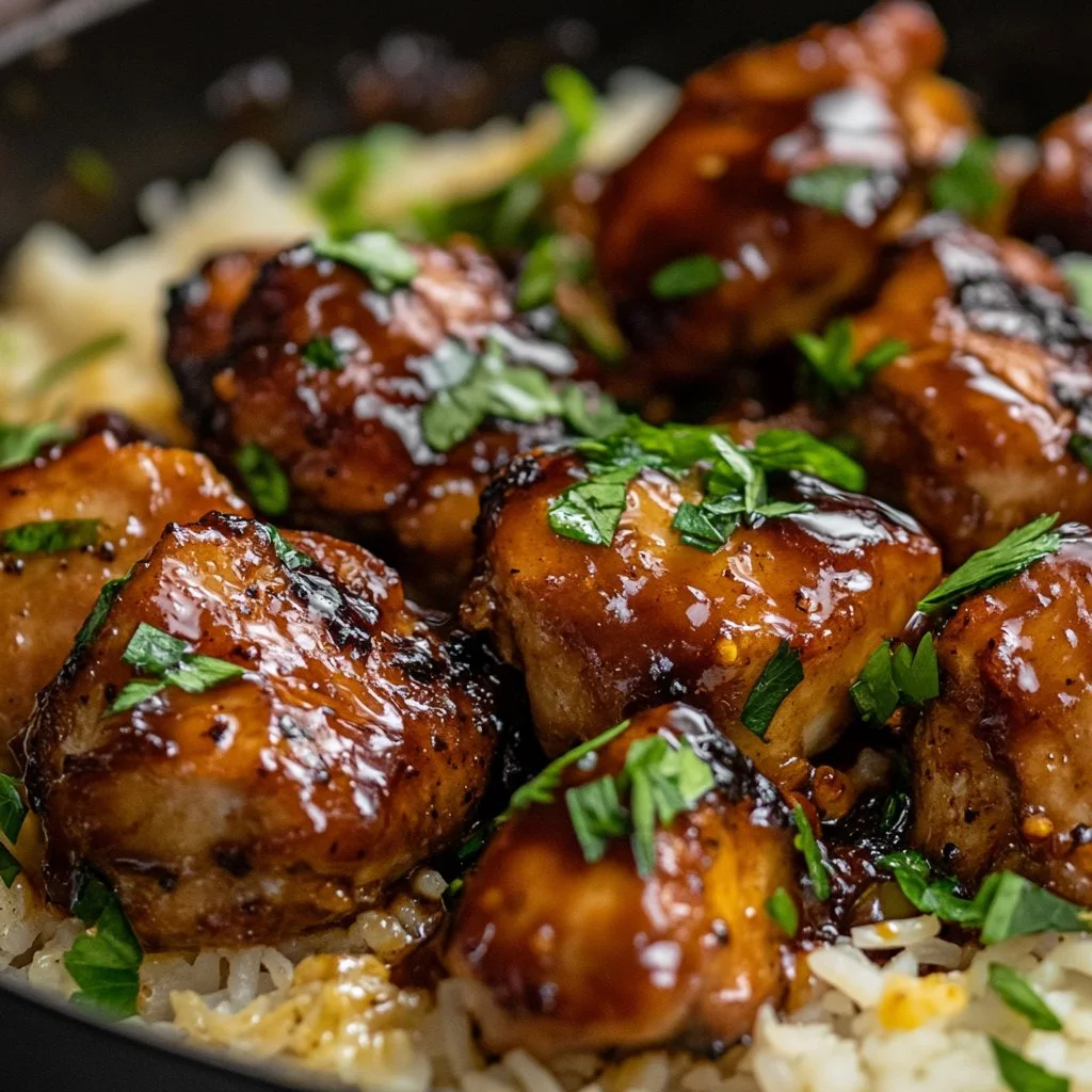One-Pan Bold Honey BBQ Chicken Rice dish served on a plate