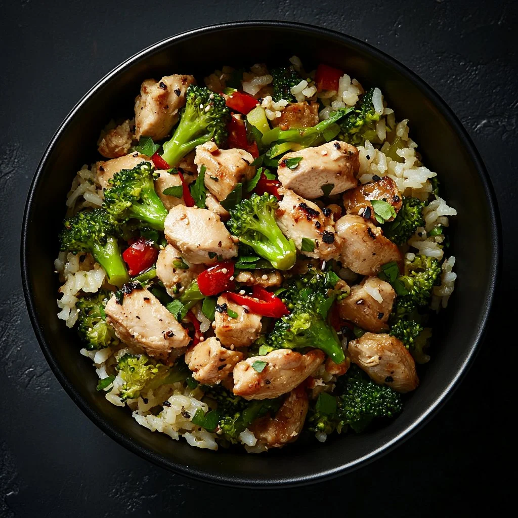 One-Pot Chicken and Rice served in a bowl, showcasing tender chicken and flavorful rice.