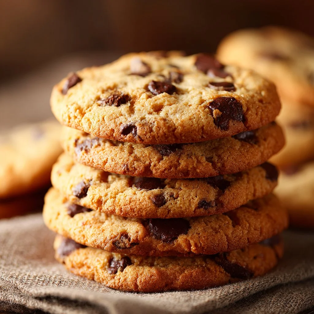 Freshly baked perfect chocolate chip cookies on a cooling rack