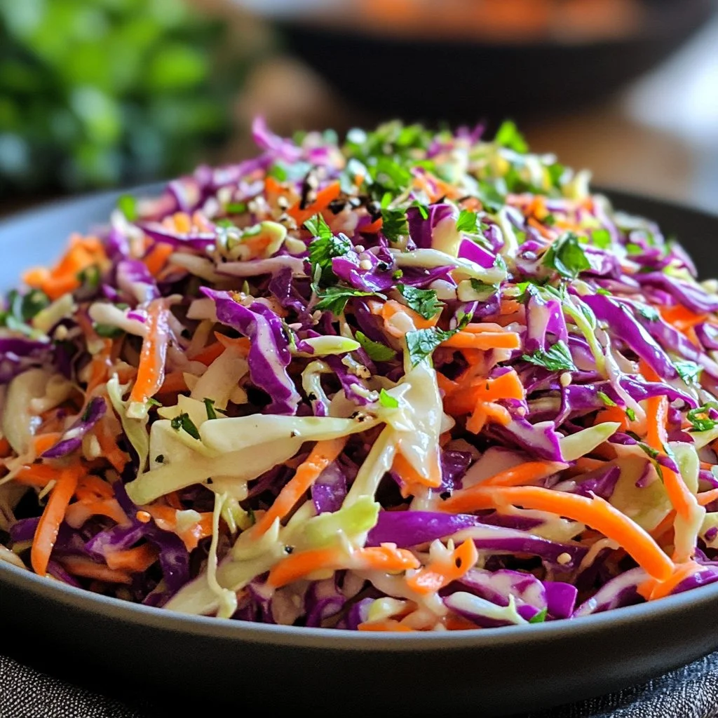 Bowl of perfectly balanced coleslaw with fresh vegetables and creamy dressing